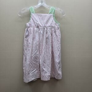 Remember Nguyen Floral Sleeveless Dress Girls 5 Seersucker Straps Pink & Green